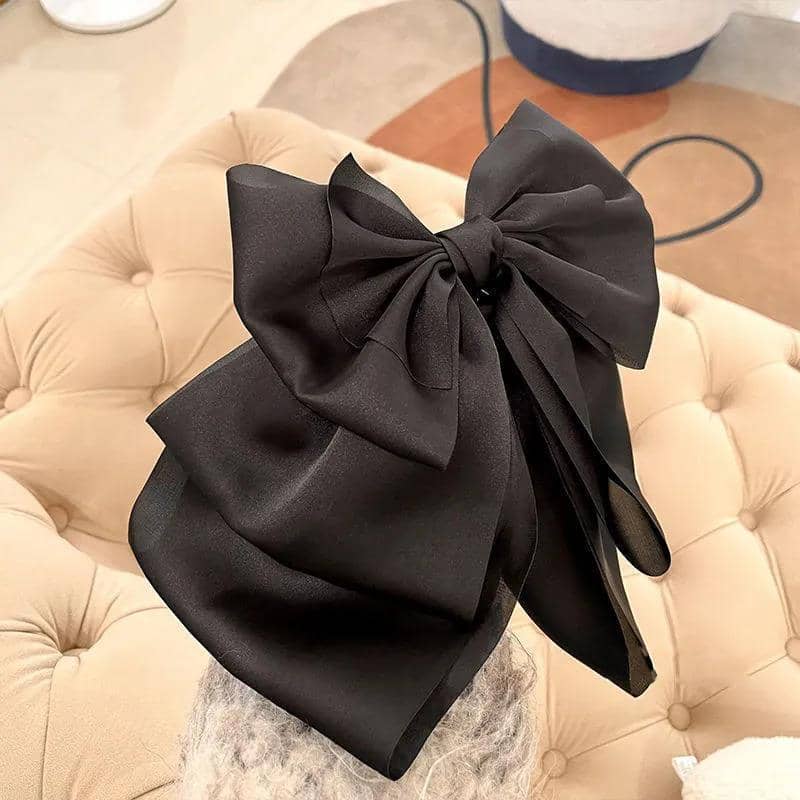 Oversized Satin Bow Hair Claw Clip - Burgundy - view 5