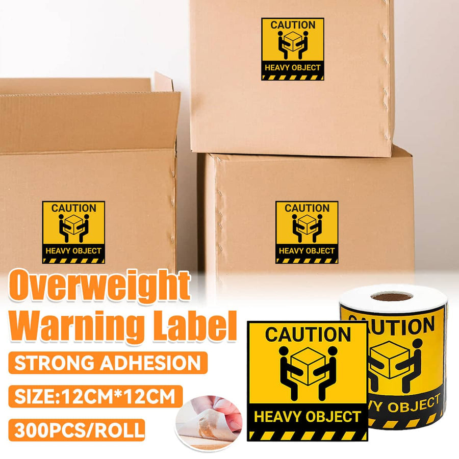 Overweight Freight Warning Labels, High Adhesive, 12 x 12 cm, 300 per Roll