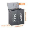 Oxford Cloth Double Laundry Basket 135L - Grey - view 4