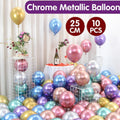 Pack of 10 Chrome Metallic Balloons 25cm for Party Decoration - Green - view 2