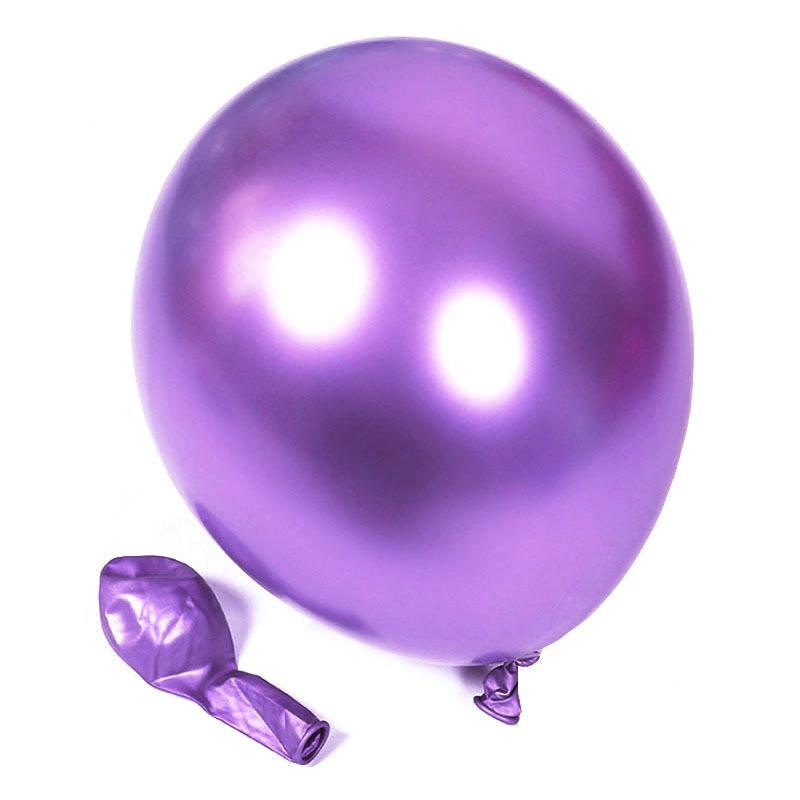 Pack of 10 Chrome Metallic Balloons 25cm for Party Decoration - Purple