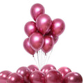 Pack of 10 Chrome Metallic Balloons 25cm for Party Decoration - Red