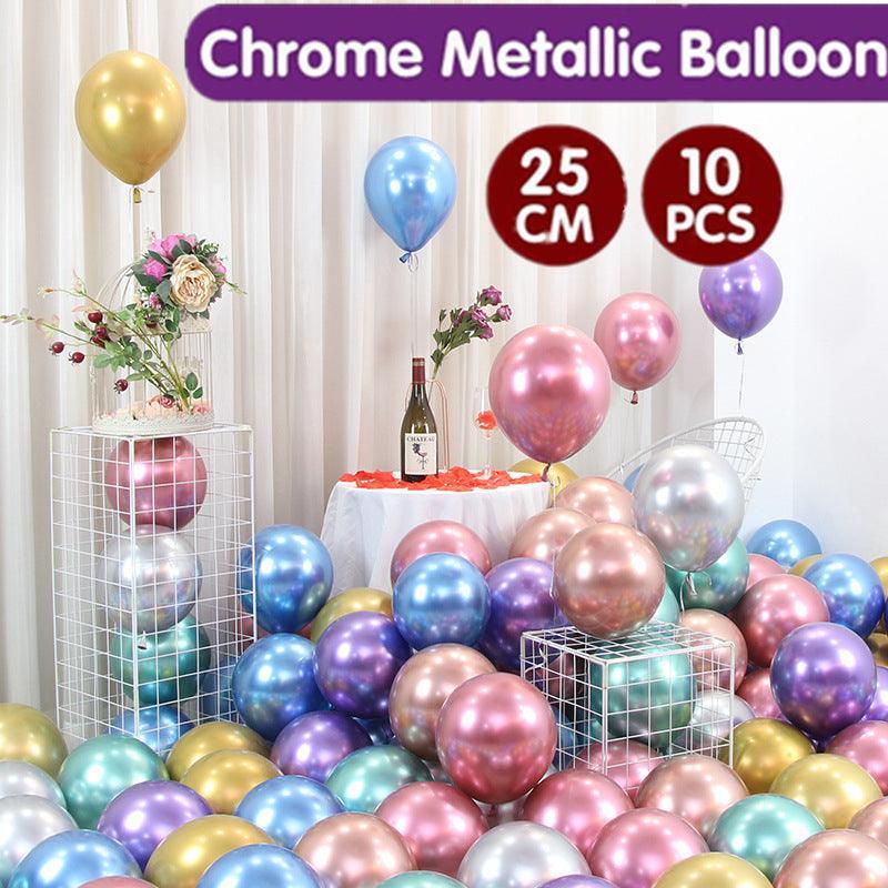 Pack of 10 Chrome Metallic Balloons 25cm for Party Decoration - Rose Gold - view 2