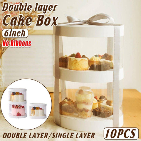 Pack of 10 Transparent Round Cupcake Boxes Double Layer for Birthday and Party Desserts - view 2