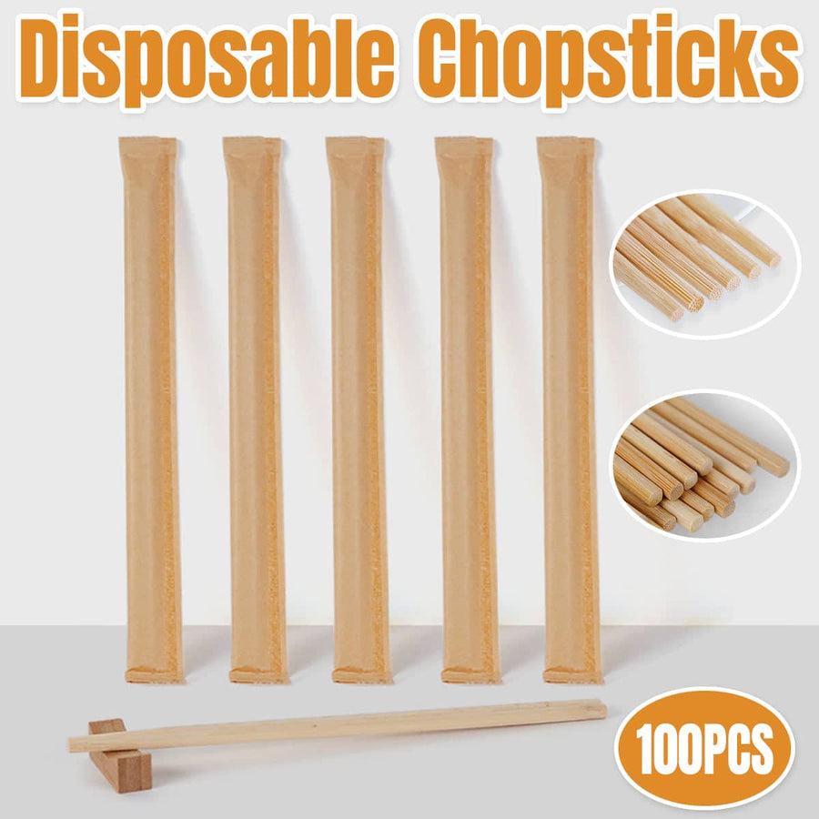Pack of 100 Disposable Bamboo Chopsticks, Individually Wrapped for Restaurants