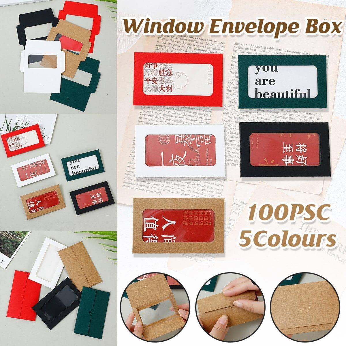 Pack of 100 Mini Window Postcard Envelopes 10 x 6 cm - Green - view 2