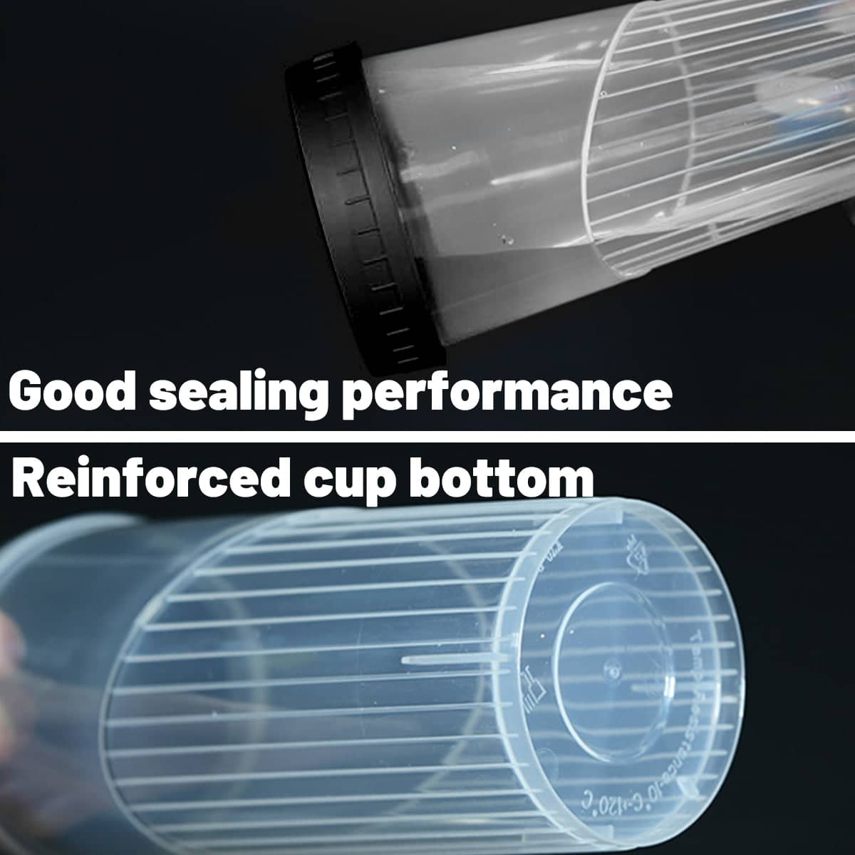 Pack of 100 Transparent 650 ml Party Drinking Cups with Green and Black Lids - view 4
