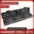 Pack of 11 Round Shank Impact Hammer Drill Bits for Concrete, Brick and Stone