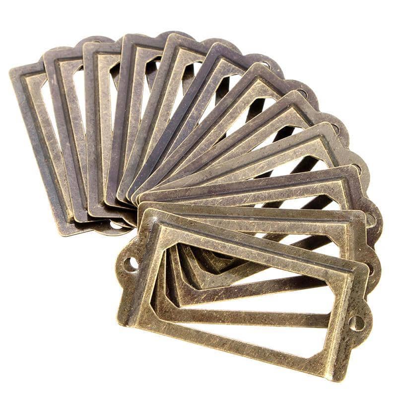 Pack of 12 Brass Cabinet Drawer Label Pull Name Card Frame Holder 70 x 33 mm - view 2