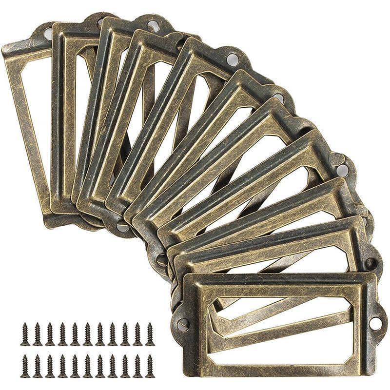 Pack of 12 Brass Cabinet Drawer Label Pull Name Card Frame Holder 70 x 33 mm - view 5
