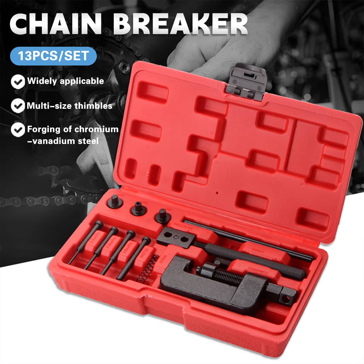 Pack of 13 Bicycle Chain Breaker and Riveting Press Tool Set