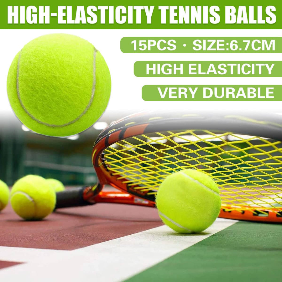 Pack of 15 High Elasticity Durable Training Tennis Balls Pressureless All Court Balls
