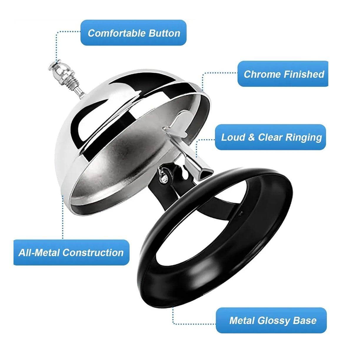 Pack of 2 Chrome Service Call Bells for Counters and Reception Desks - view 5