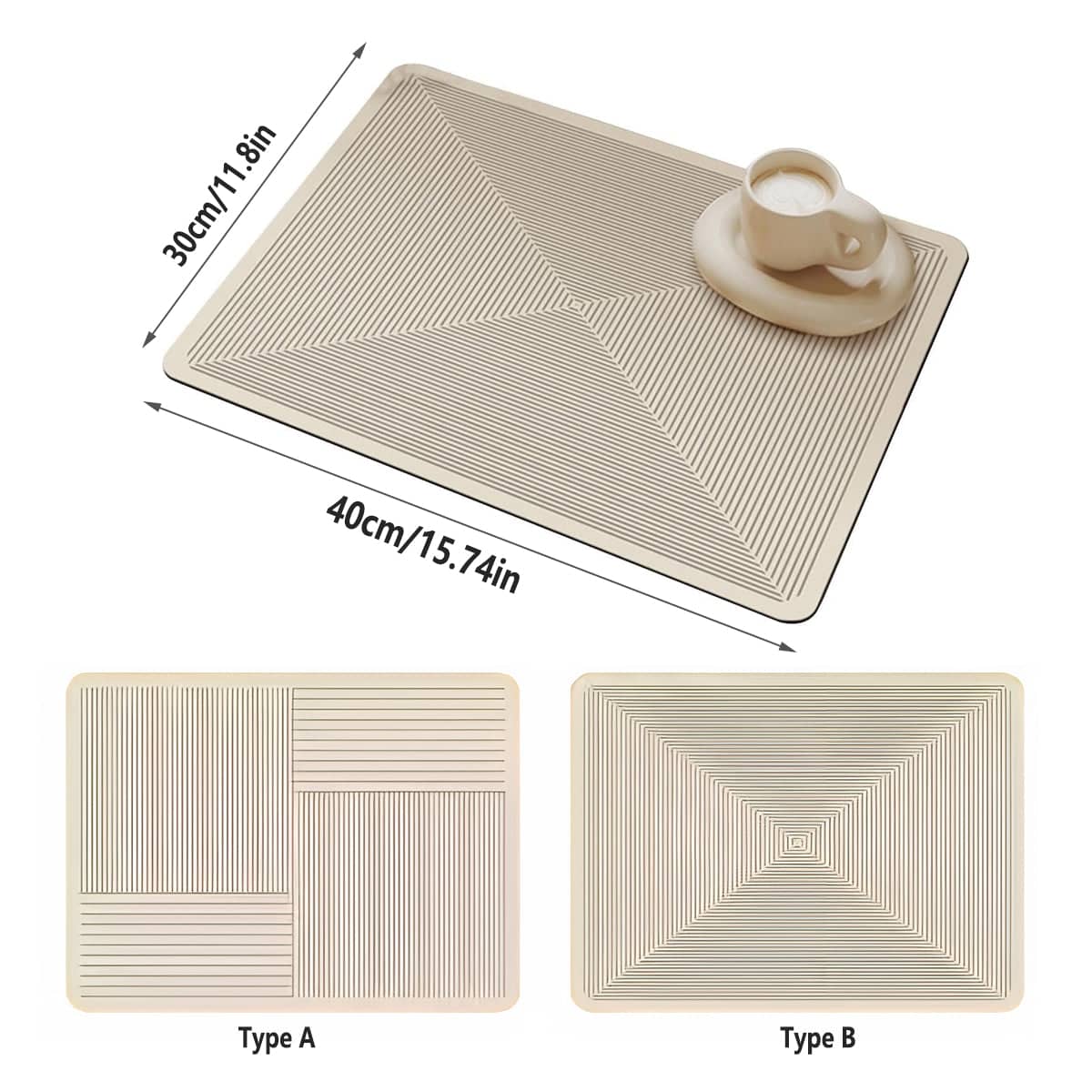 Pack of 2 Kitchen Absorbent Pad Heat Insulation Mat Draining Countertop - Diagonal Stripe Pattern - view 4