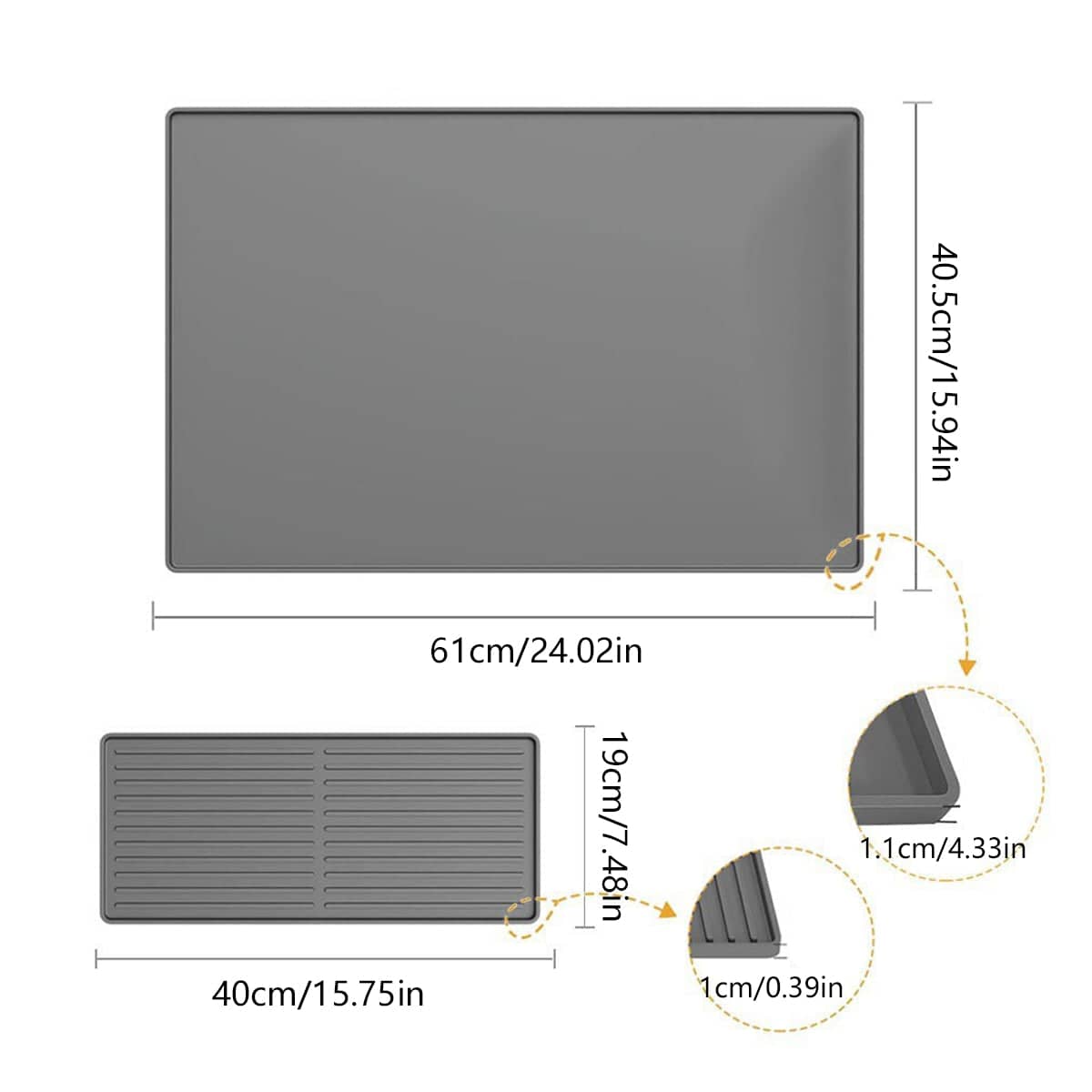 Pack of 2 Non Slip Silicone Coffee Maker Mats for Countertop Protection - Beige - view 4