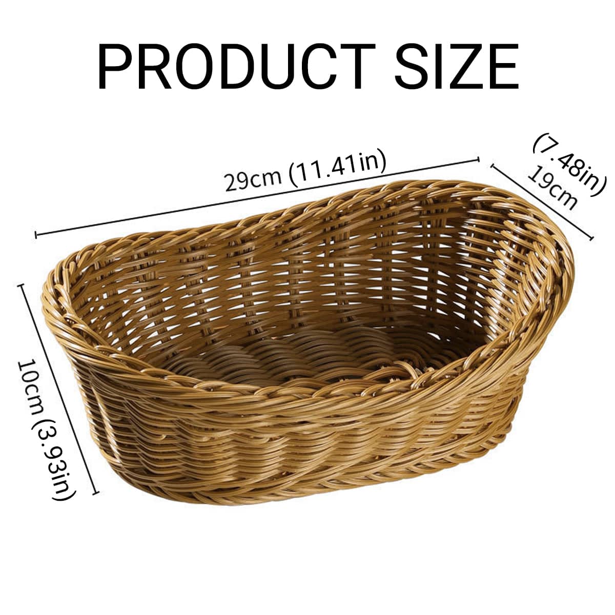 Pack of 2 Rattan Style Yuanbao Fruit Trays Woven Storage Basket for Living Room - view 3