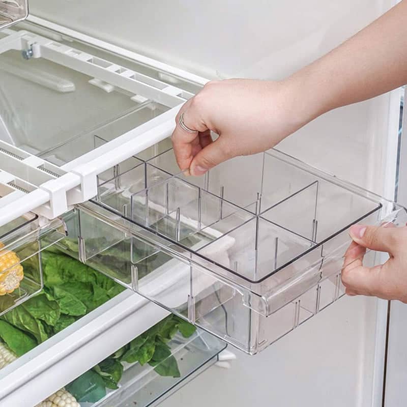 Pack of 2 Refrigerator Storage Drawer Fridge Organiser Rack Egg Holder - 4 Grid Dividers - view 5
