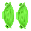 Pack of 2 Silicone Clip on Pot Strainers for Draining Pasta and Vegetables - Green