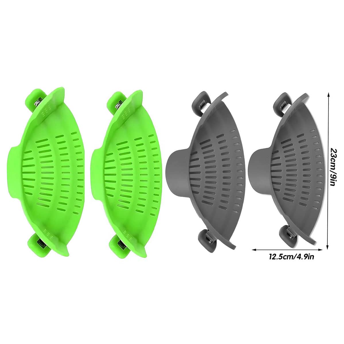 Pack of 2 Silicone Clip on Pot Strainers for Draining Pasta and Vegetables - Green - view 4