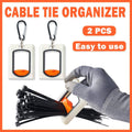 Pack of 2 Square Cable Tie Organisers with Carabiner, Glow in the Dark