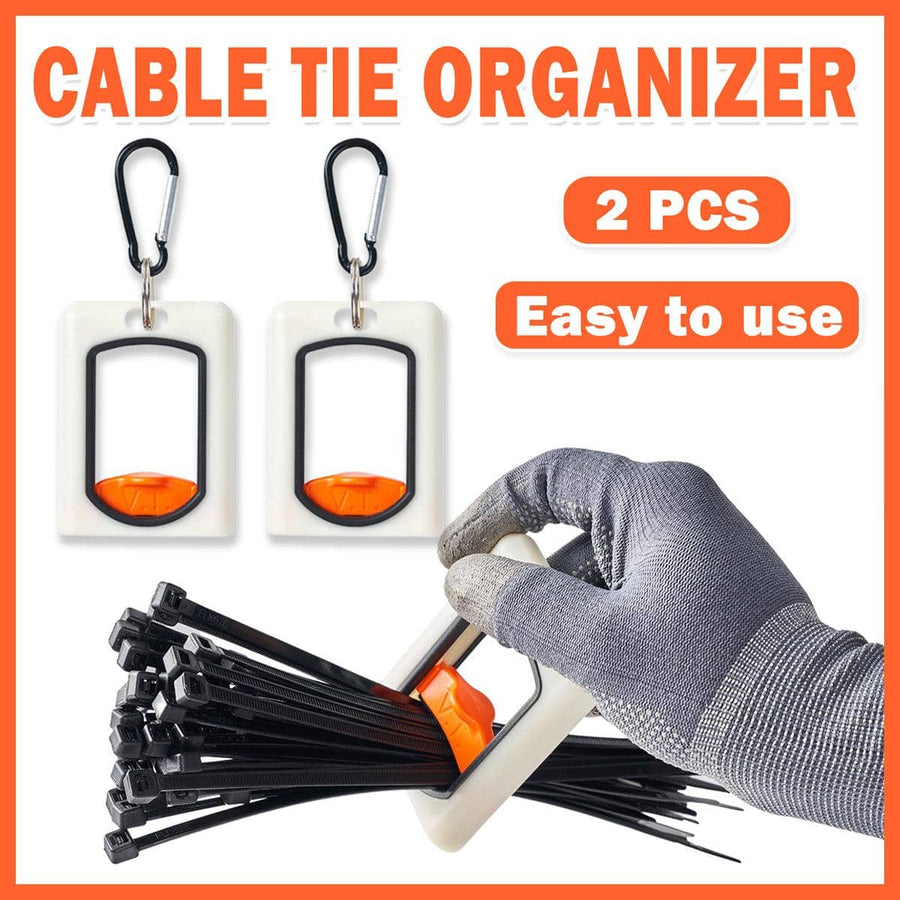 Pack of 2 Square Cable Tie Organisers with Carabiner, Glow in the Dark
