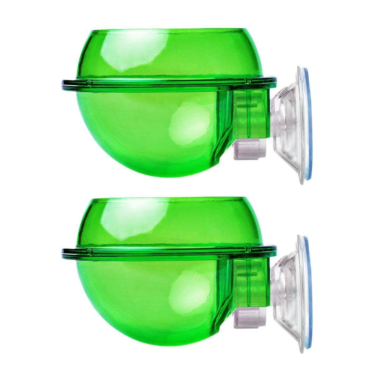 Pack of 2 Suction Cup Reptile Feeder Bowls for Water and Live Food - Transparent Green - view 2
