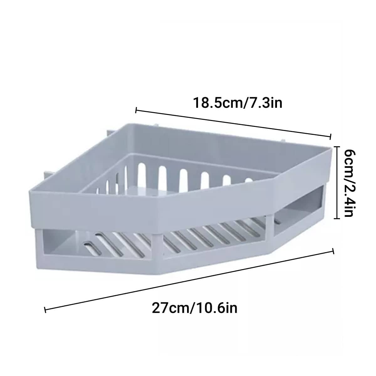 Pack of 2 Wall Mounted Corner Storage Shelves for Bathroom and Kitchen - White and Grey - view 3