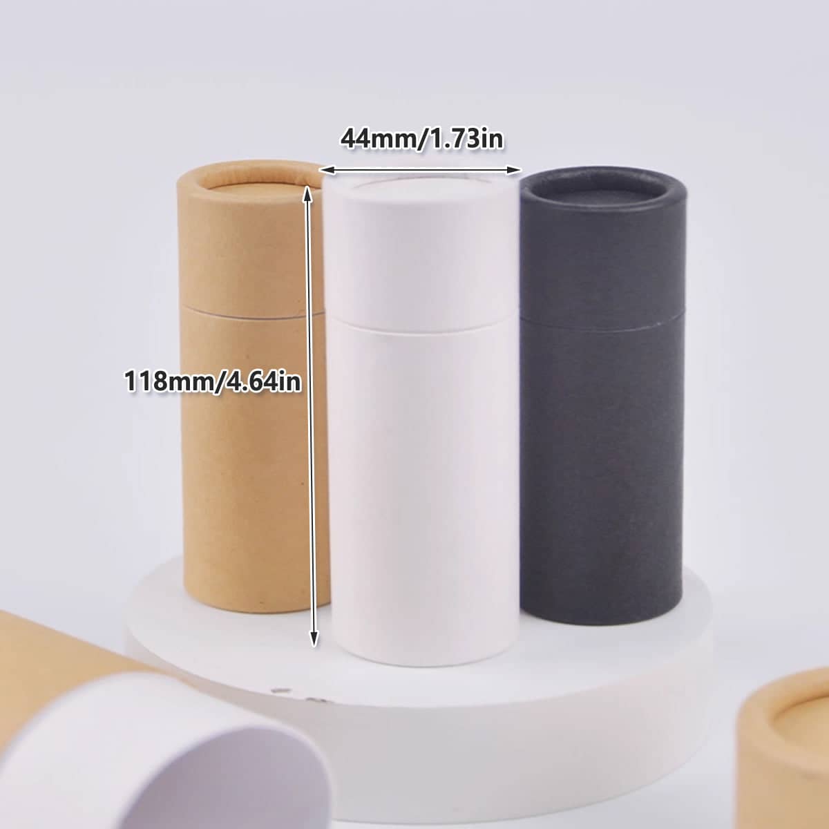 Pack of 20 Kraft Paper Cylinder Gift Boxes with Lids - Black, 44 x 118 mm - view 4