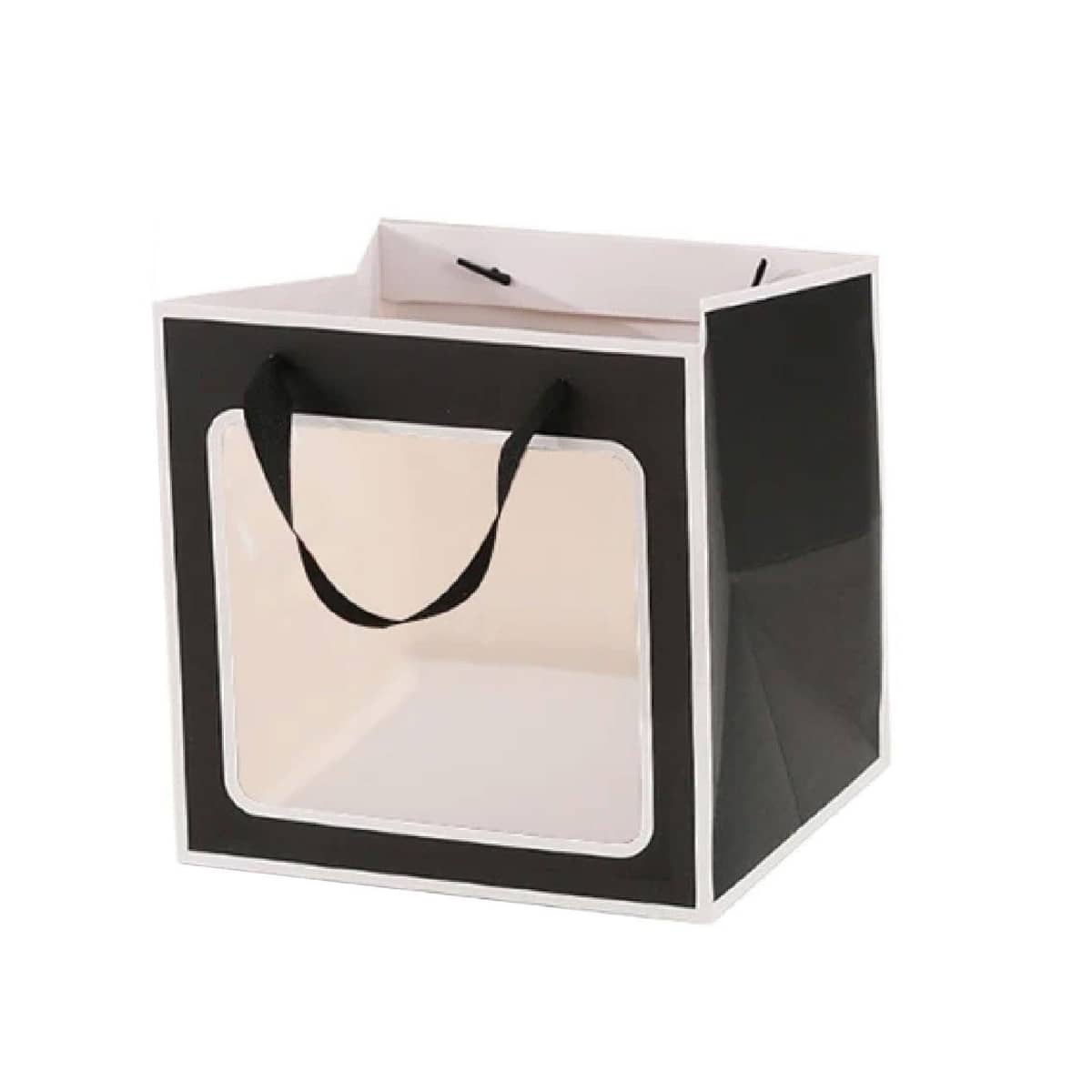 Pack of 20 Open Window Square Transparent Gift Bags - Pink 30-30-30cm