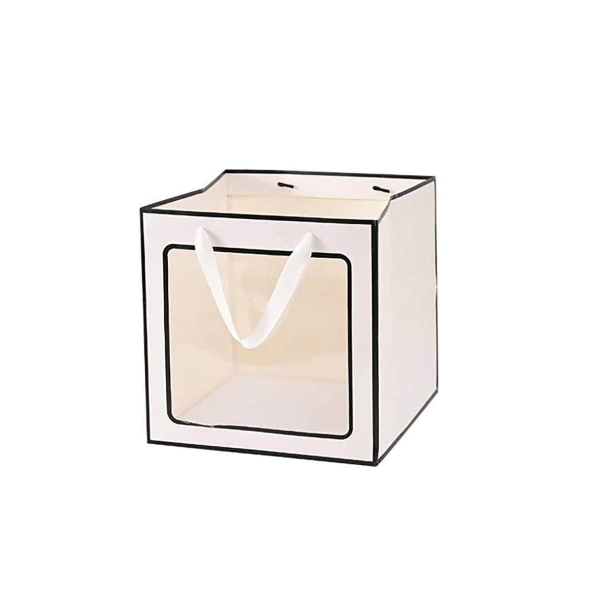 Pack of 20 Open Window Square Transparent Gift Bags - White20-20-20cm
