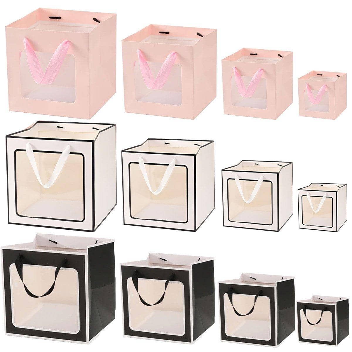 Pack of 20 Open Window Square Transparent Gift Bags - White25-25-25cm - view 3