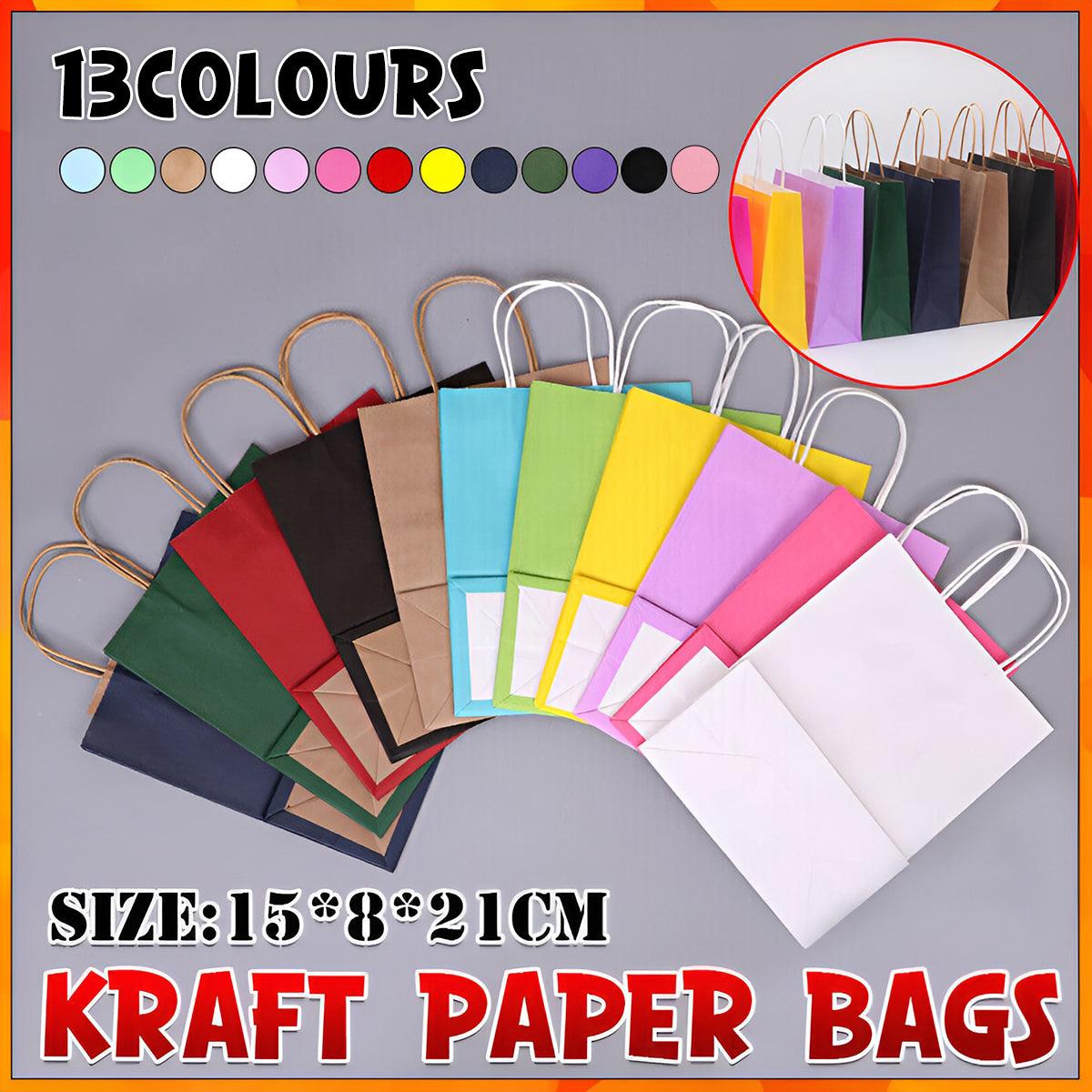 Pack of 20 Small Kraft Paper Gift Bags with Handles for Shopping and Party Favours - Black - view 2
