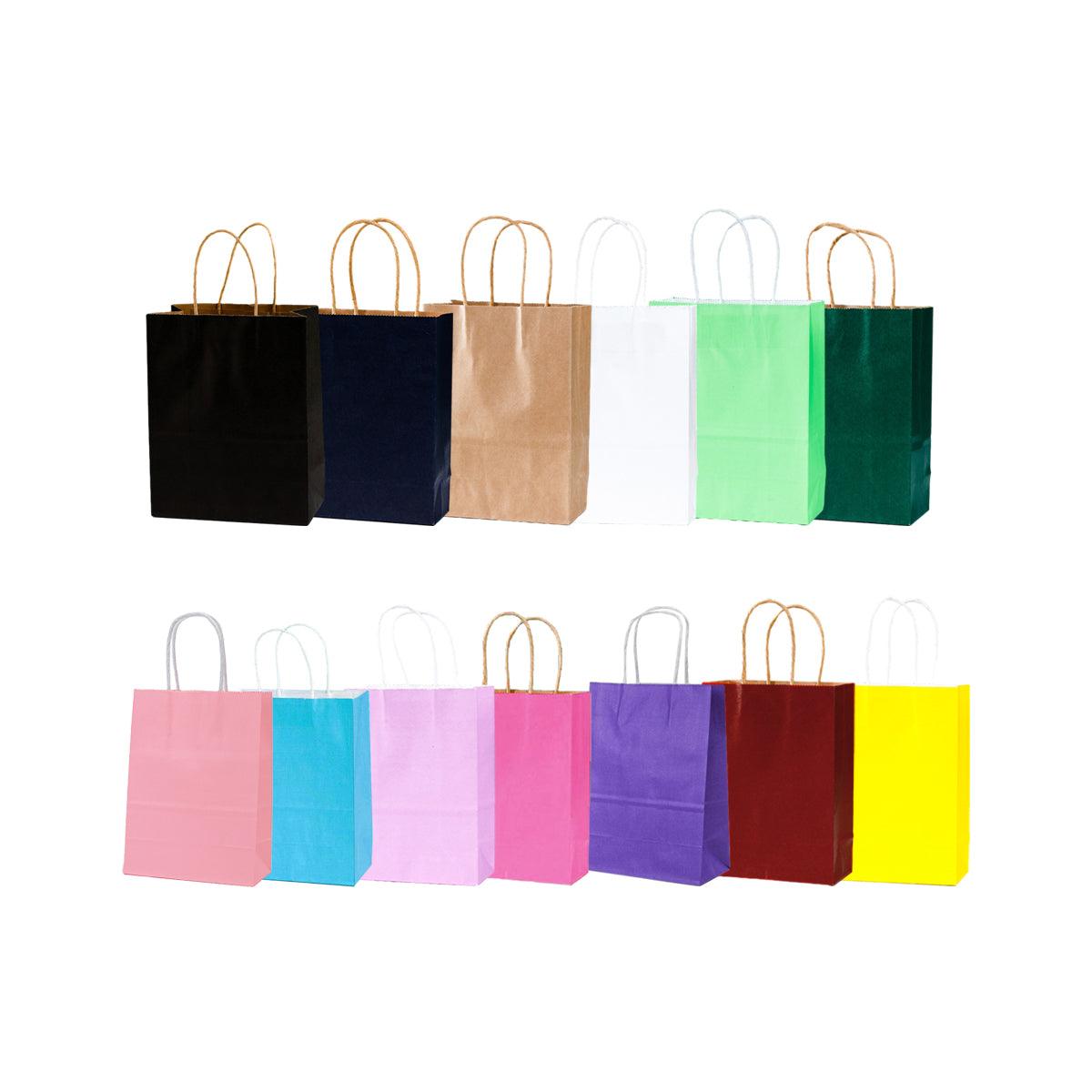 Pack of 20 Small Kraft Paper Gift Bags with Handles for Shopping and Party Favours - Light Green - view 3