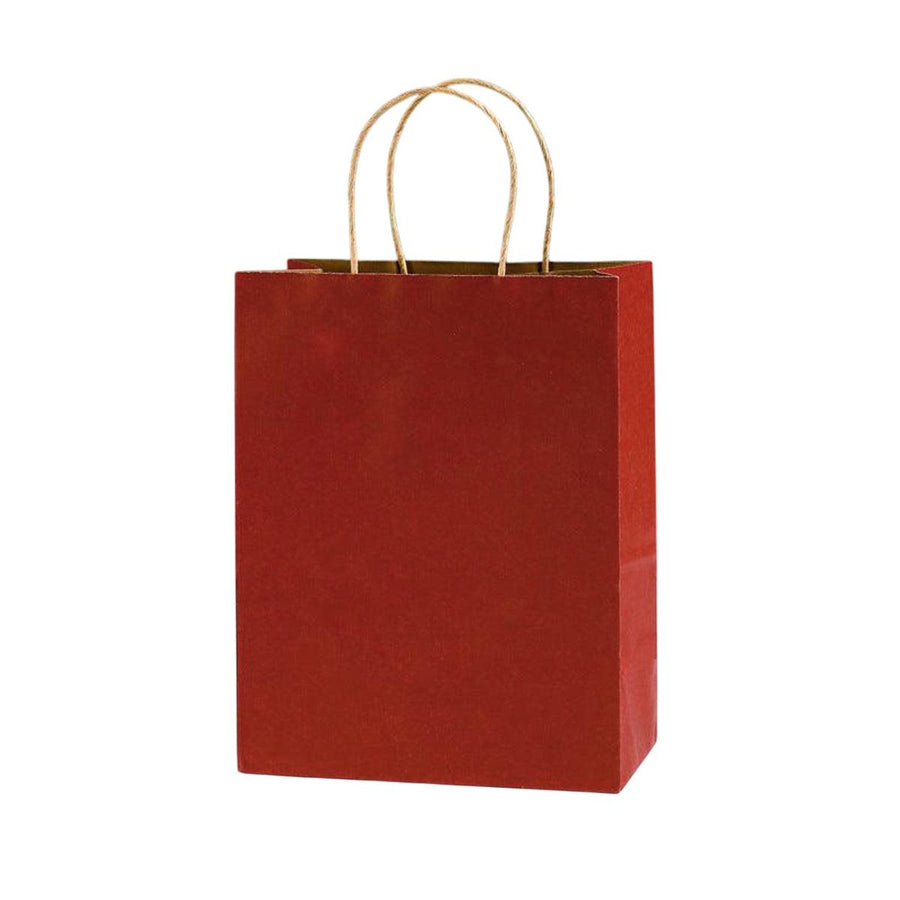 Pack of 20 Small Kraft Paper Gift Bags with Handles for Shopping and Party Favours - Red