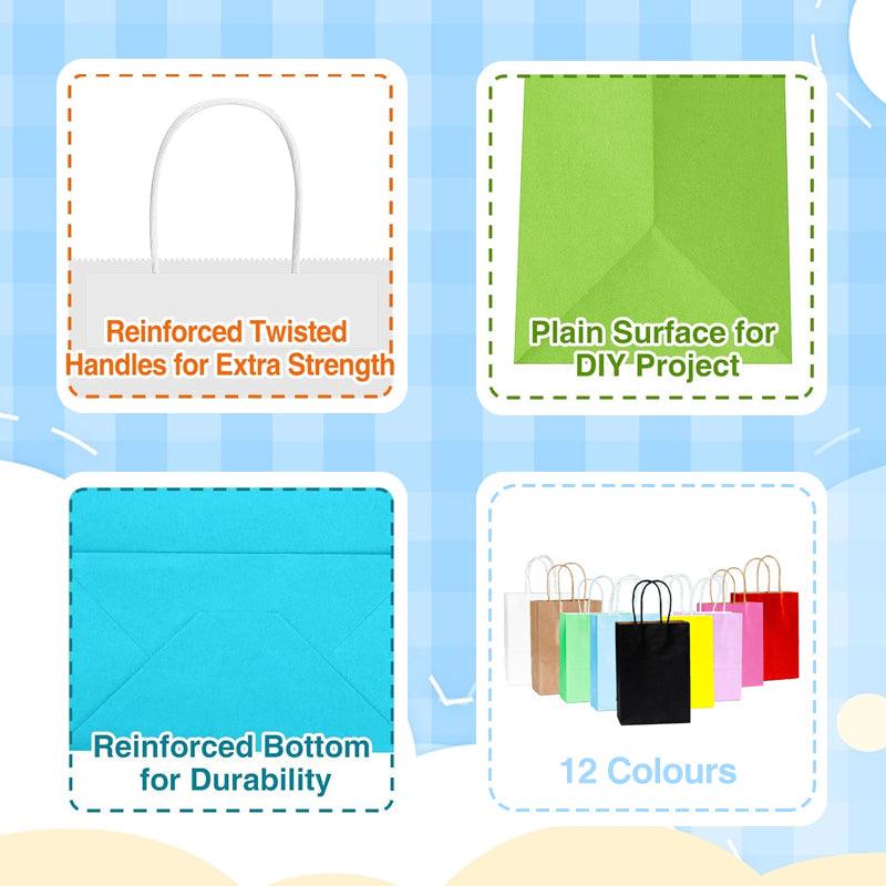 Pack of 20 Small Kraft Paper Gift Bags with Handles for Shopping and Party Favours - White - view 5