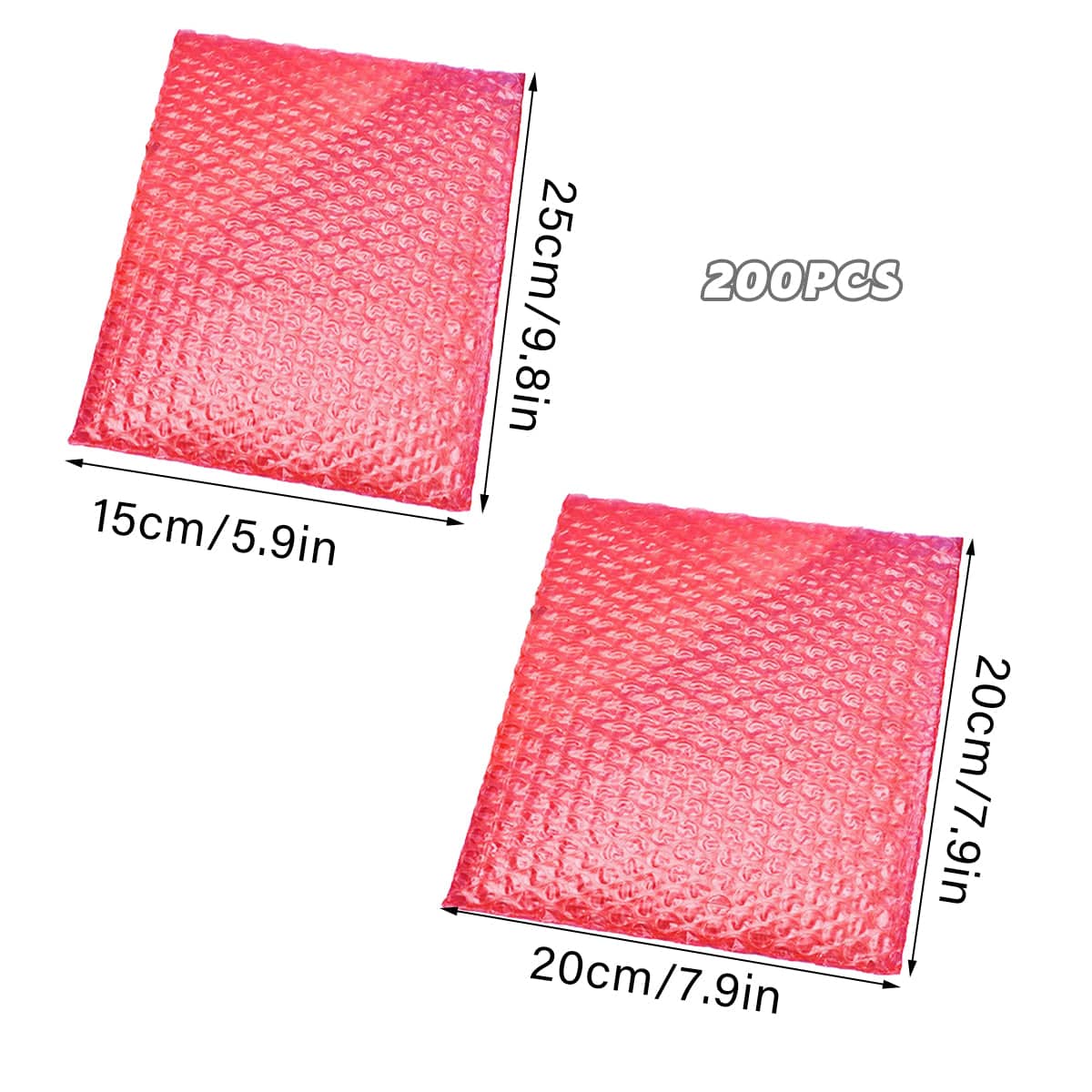 Pack of 200 Red Bubble Mailing Bags, 20 x 20 cm Padded Envelopes - view 4