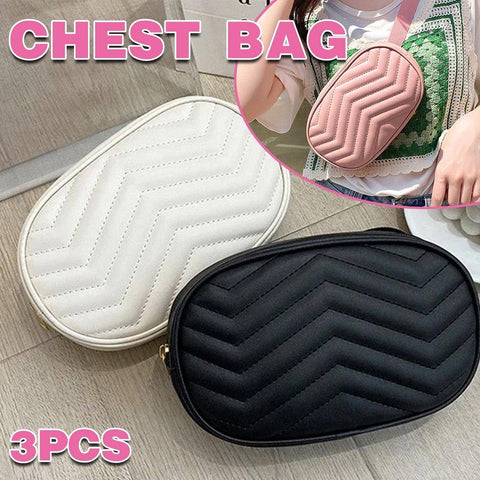 Pack of 3 PU Leather Crossbody Chest Bags - Black, Pink and White