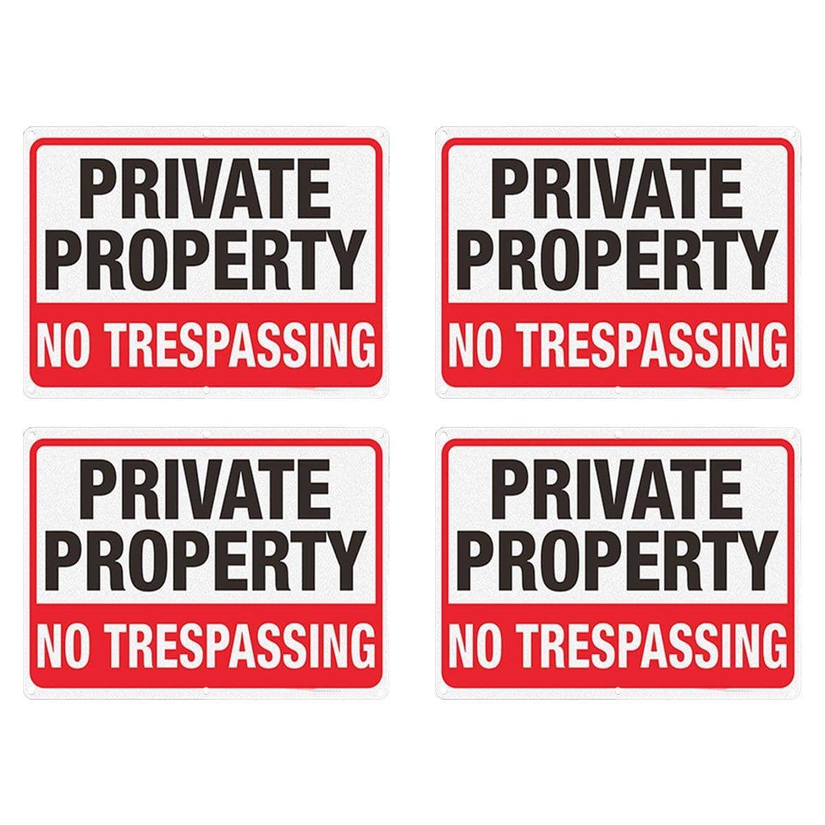 Pack of 4 Reflective Metal Warning Signs for Fences and Gates 35 x 25 cm - view 2