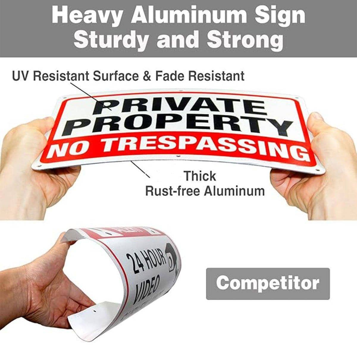 Pack of 4 Reflective Metal Warning Signs for Fences and Gates 35 x 25 cm - view 5