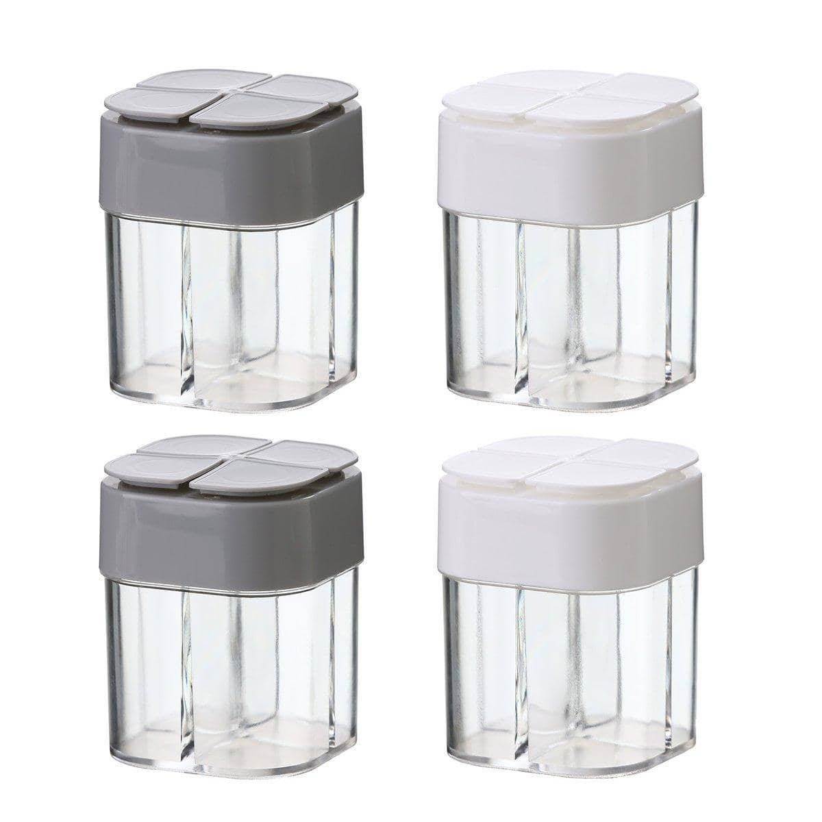 Pack of 4 Seasoning Jars with Four Compartments and Airtight Lids - Spice Storage Box - view 2