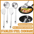 Pack of 4 Stainless Steel Kitchen Utensils - Slotted Turner, Spoon, Ladle and Skimmer