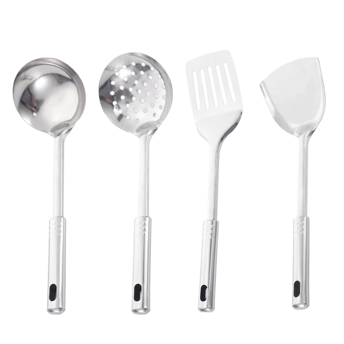 Pack of 4 Stainless Steel Kitchen Utensils - Slotted Turner, Spoon, Ladle and Skimmer - view 2