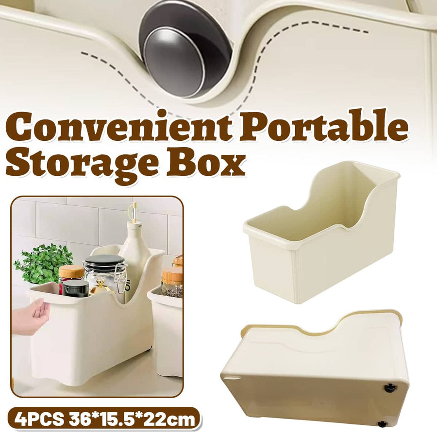 Pack of 4 Wheeled Kitchen Storage Boxes with Pulley for Pots and Spice Bottles