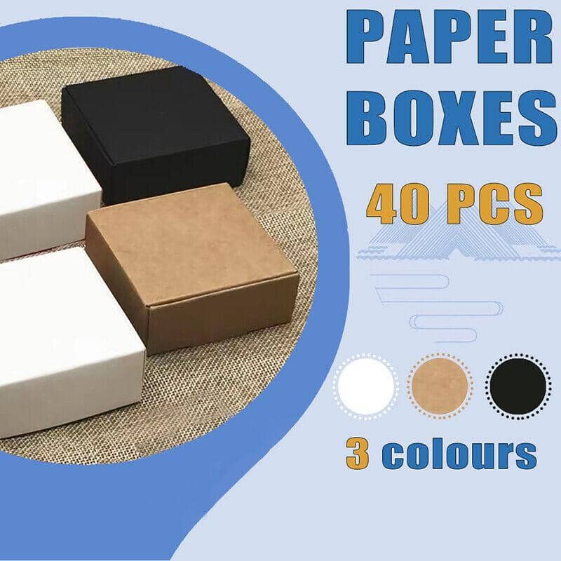 Pack of 40 White Paper Wedding Favour Boxes 7.5 x 7.5 x 3 cm for Cookie, Candy and Soap - view 2