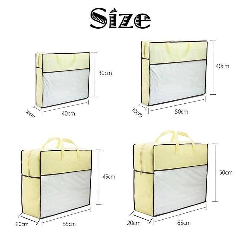 Pack of 5 Dustproof Zip Storage Bags for Quilts and Pillows - Beige, 30 x 40 x 10 cm - view 4