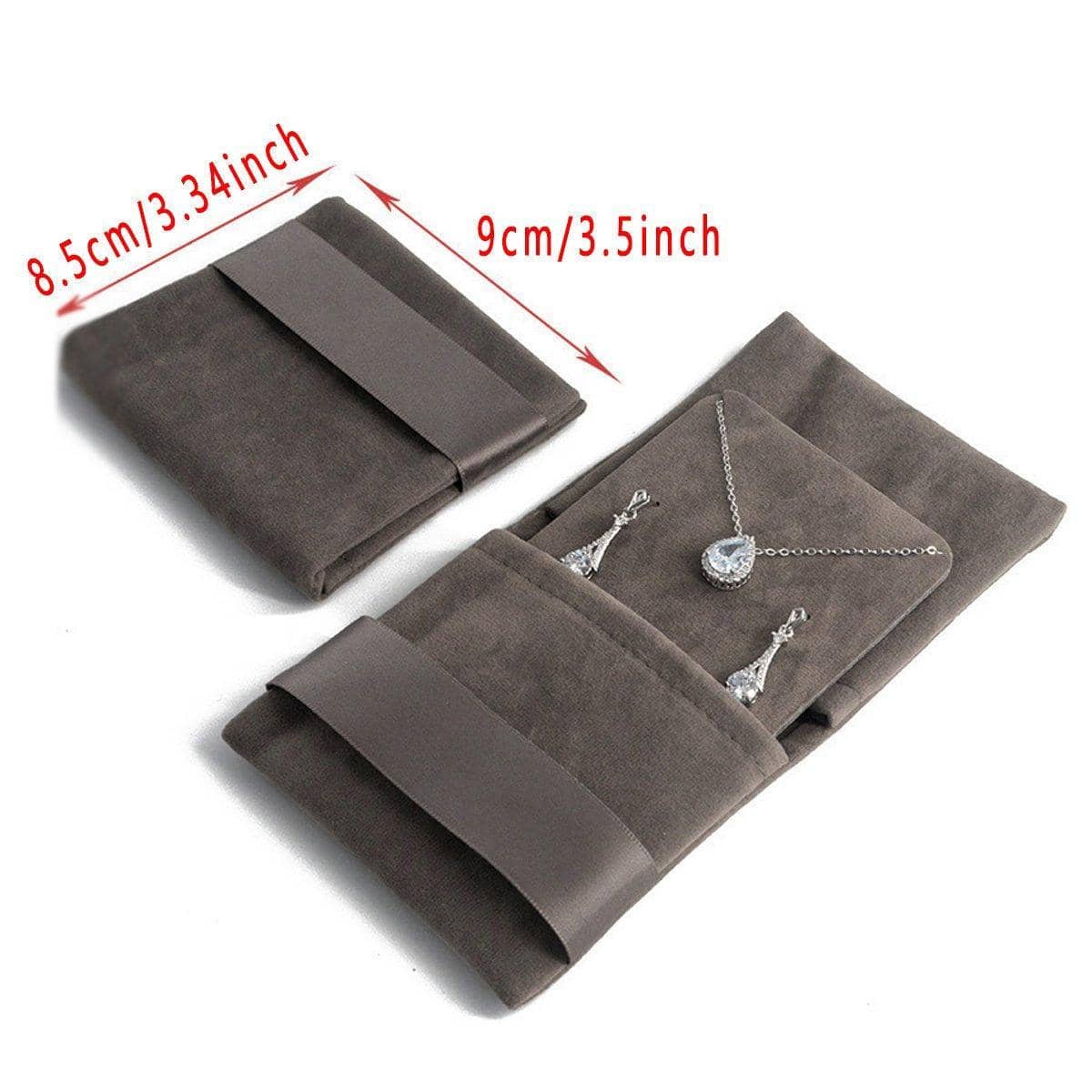Pack of 5 Velvet Flannel Jewellery Pouches with Drawstring - Apricot - view 4
