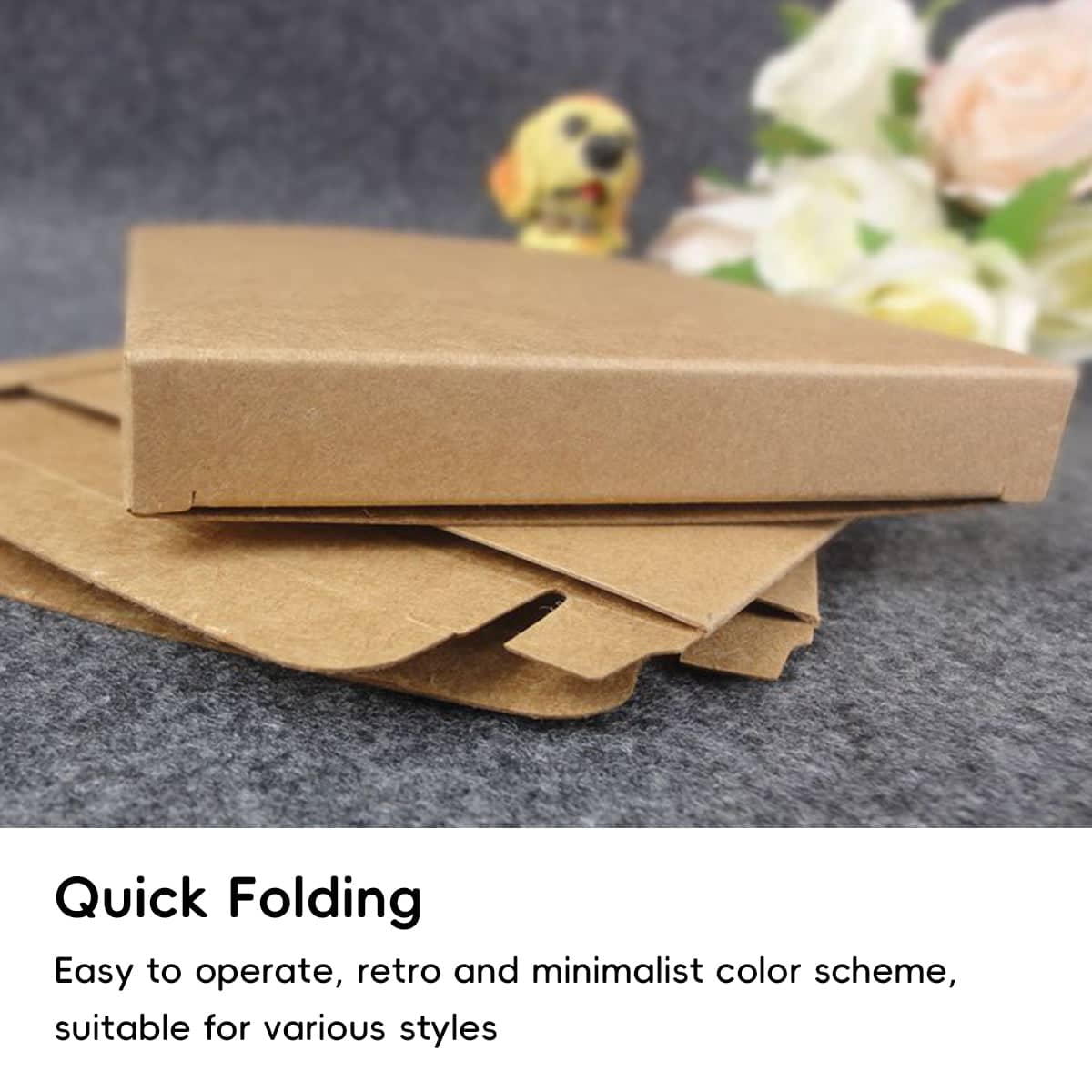 Pack of 50 Kraft Paper Box Quick Folded Packaging Shipping Box - Large, 15 cm x 15 cm x 1.6 cm - view 5