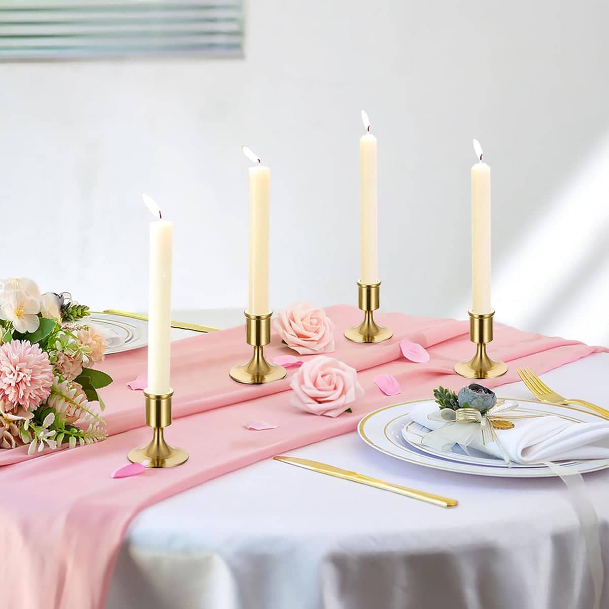 Pack of 6 Gold Iron Candle Holders for Christmas and Dinner Decor - view 5