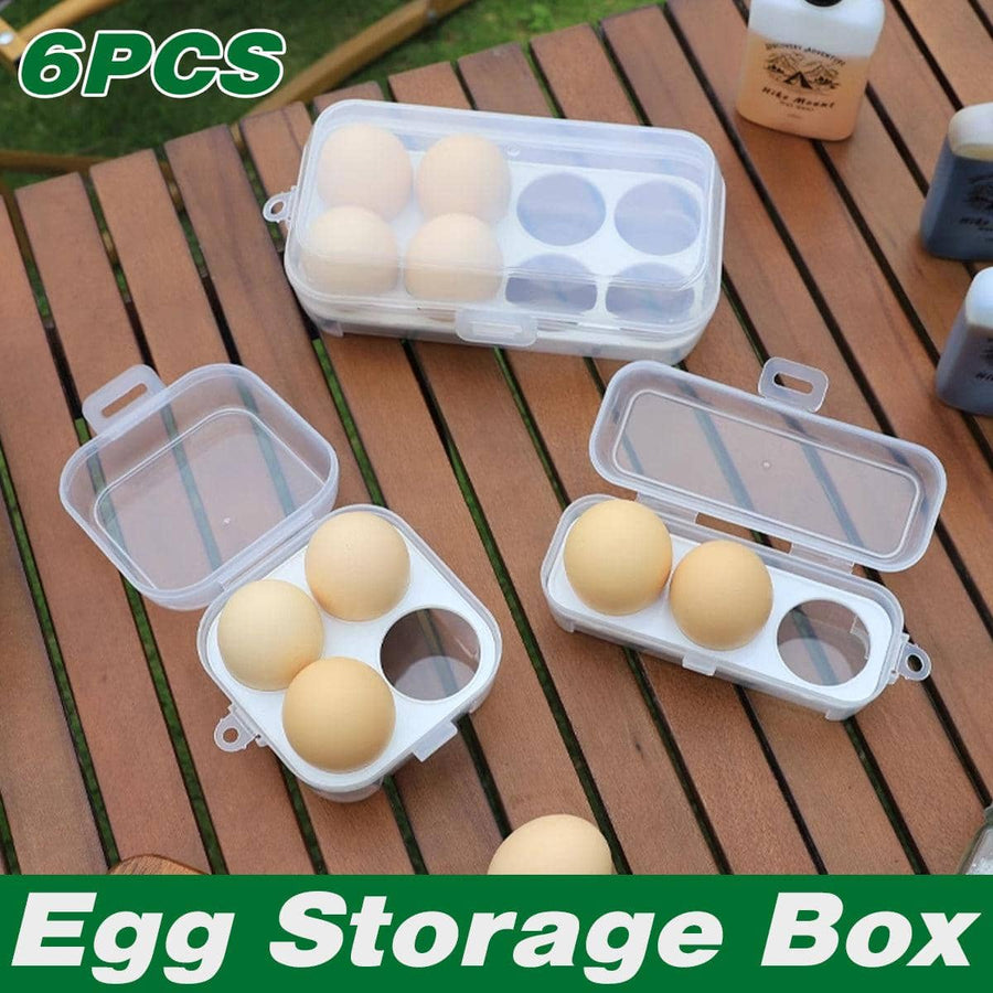 Pack of 6 Portable Shockproof Egg Storage Boxes with Lids for Camping and Fridge
