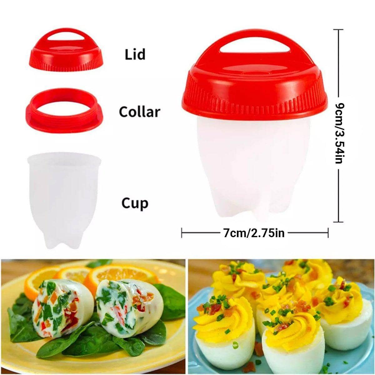 Pack of 6 Silicone Egg Cooker Cups with Lids for Boiling and Poaching - view 3